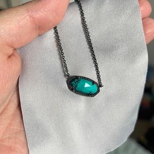 Kendra Scott RARE Elisa gunmetal pendant necklace “Variegated Teal Magnesite”
